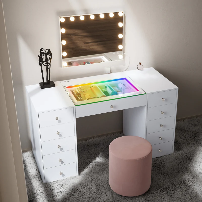 Meet the Vanitii RGB Chloe Vanity Desk – Style, Storage & Smart Lighting in One