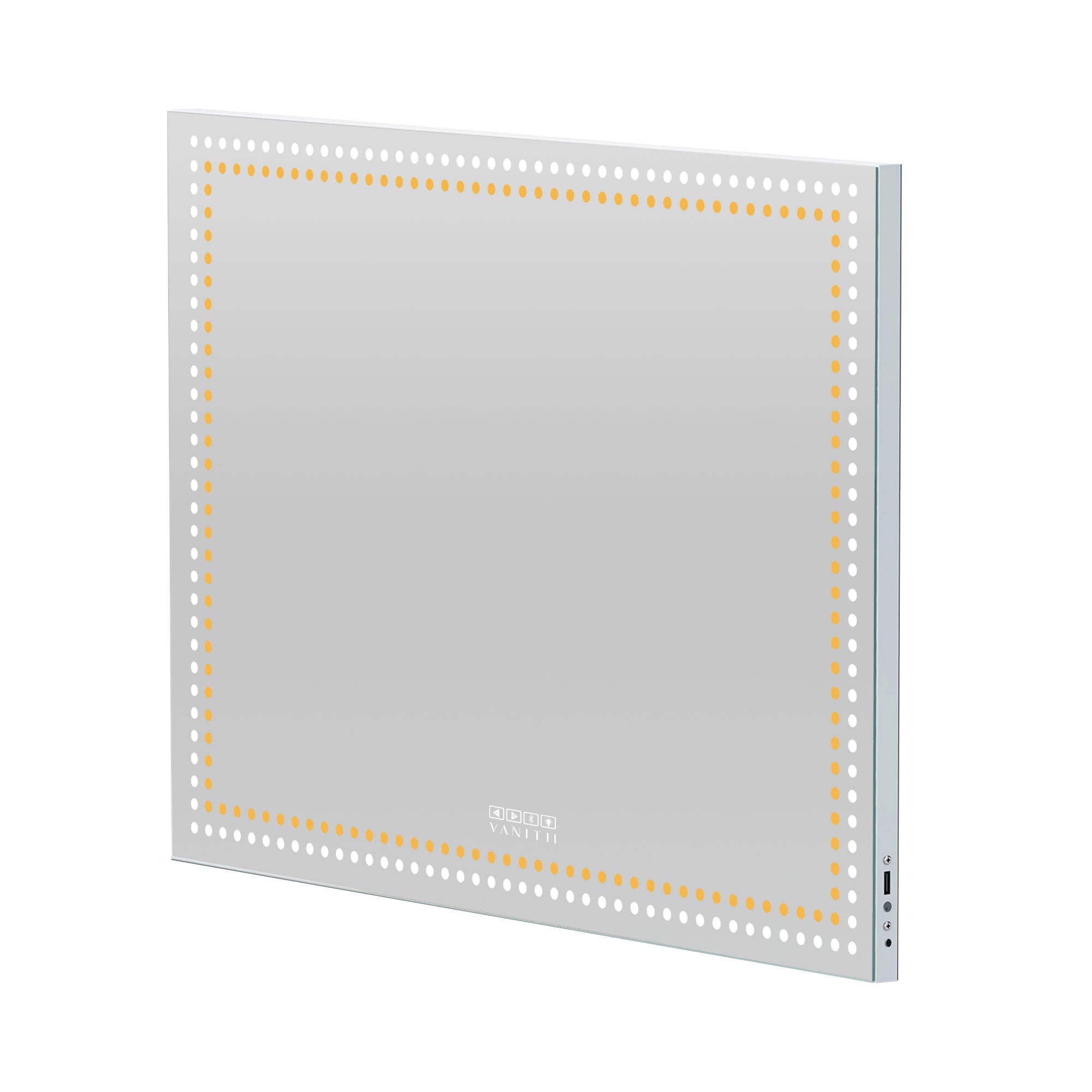 The VANITII DL Vanity Mirror is equipped with high-lumen LED lights, smart touch control, Bluetooth speaker, USB charging port, and detachable mirror base.The frame of the mirror features a simple white design, perfectly combining fashion and practicality.
