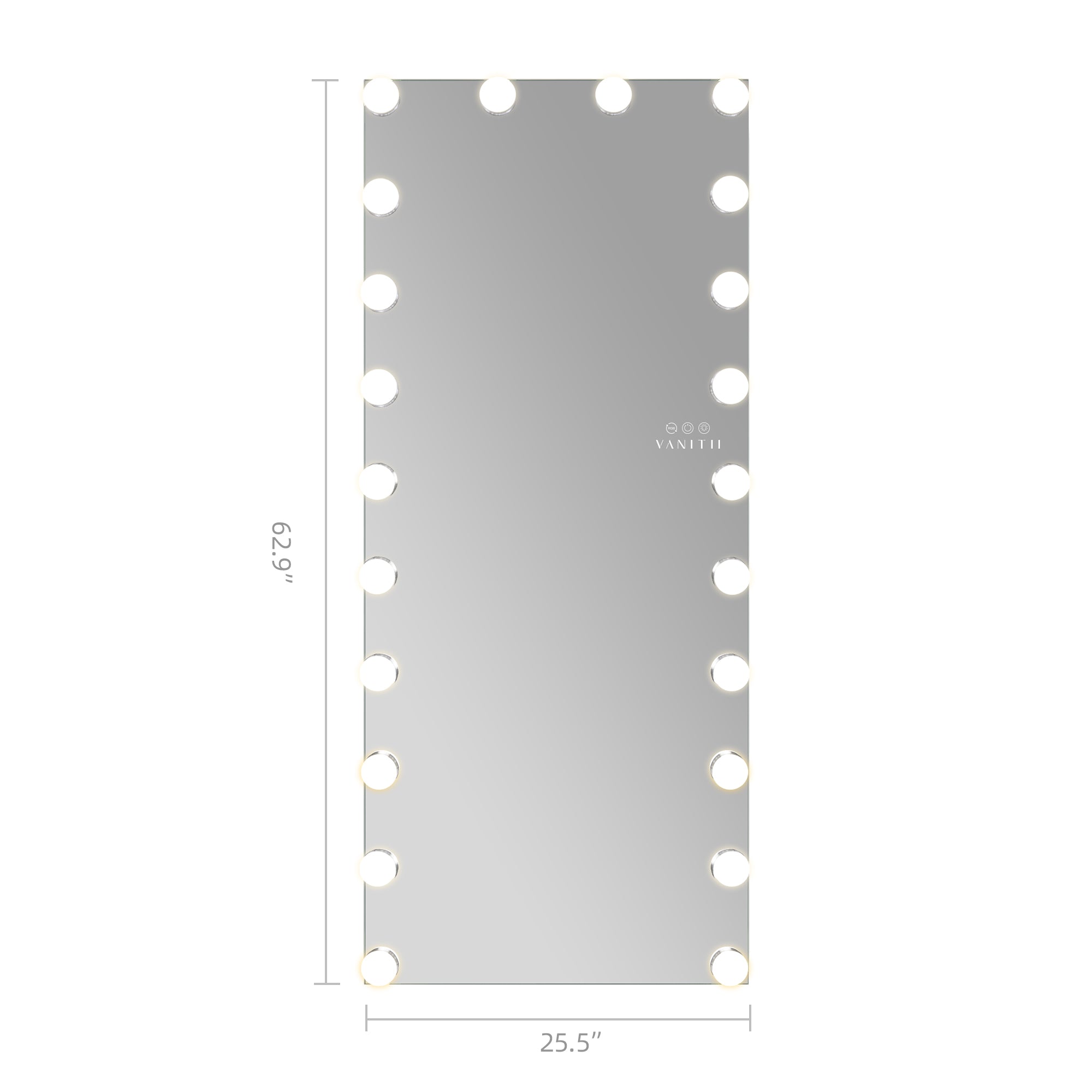 Size of VANITII Glowy Hollywood Vanity Mirror - Full Length Vanity Mirror with RGB vanitii