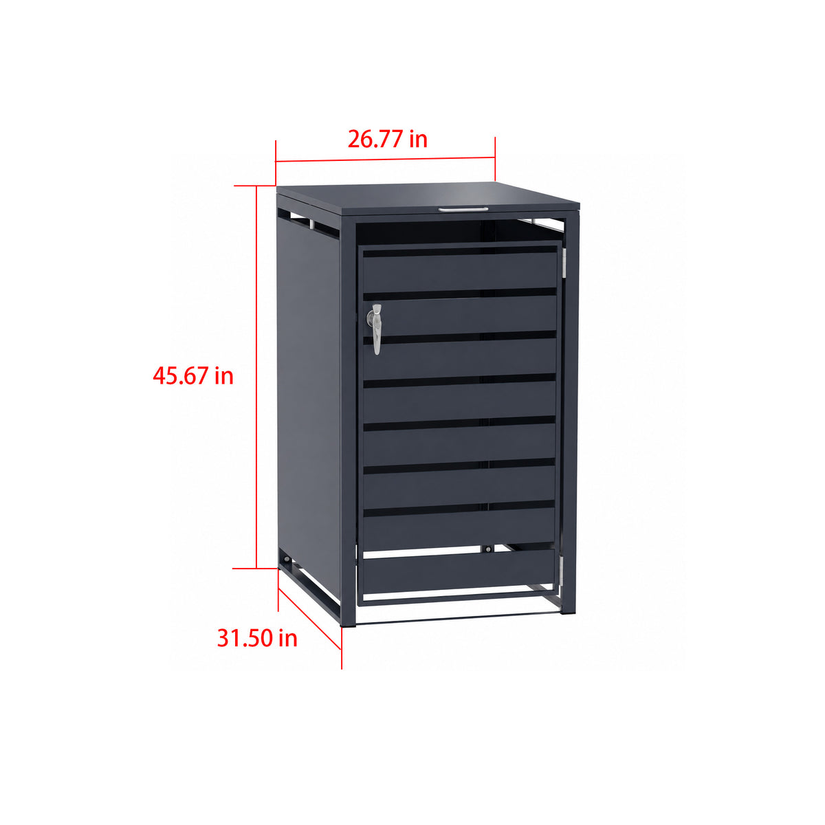 240L GREY SINGLE-DOOR STEEL TRASH CAN ENCLOSURE