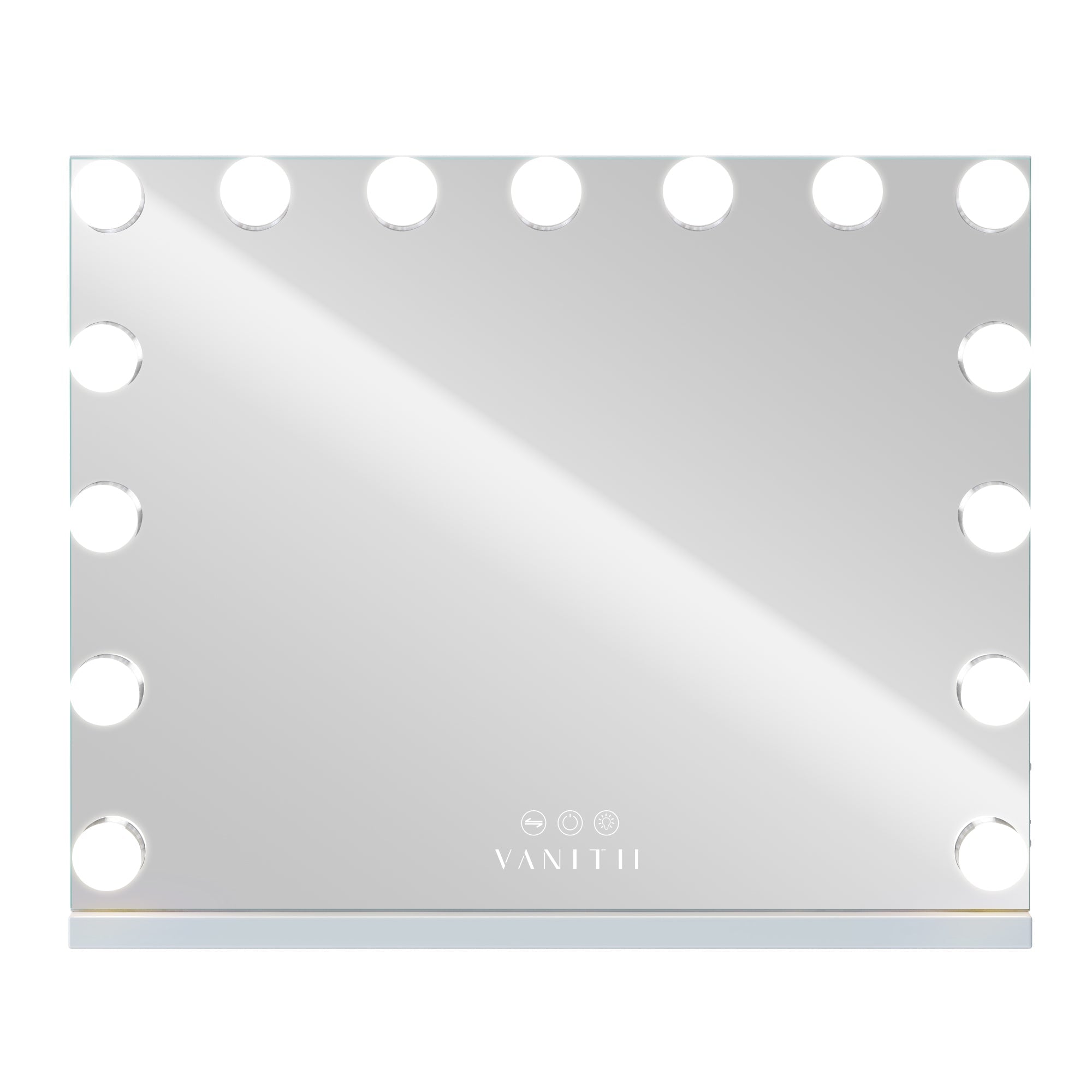 VANITII Vanity Mirror ifeatures 14 adjustable light bulbs of 3 different color temperatures, smart touch control, and a detachable base. The frame of the mirror is designed in a simple white style and perfectly combines beauty and functionality.