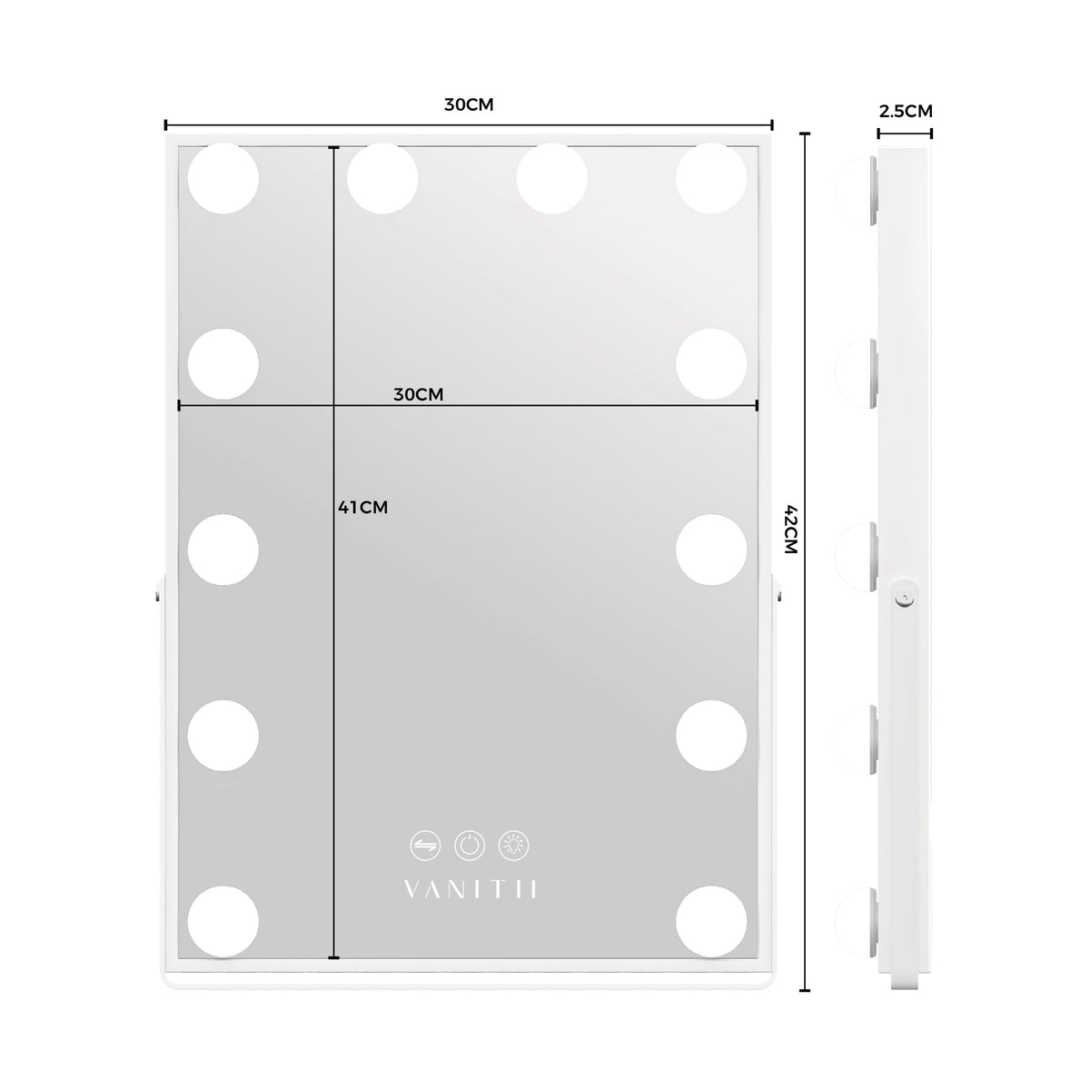 VANITII 12 Bulbs Touch Control Lighted Vanity Mirror