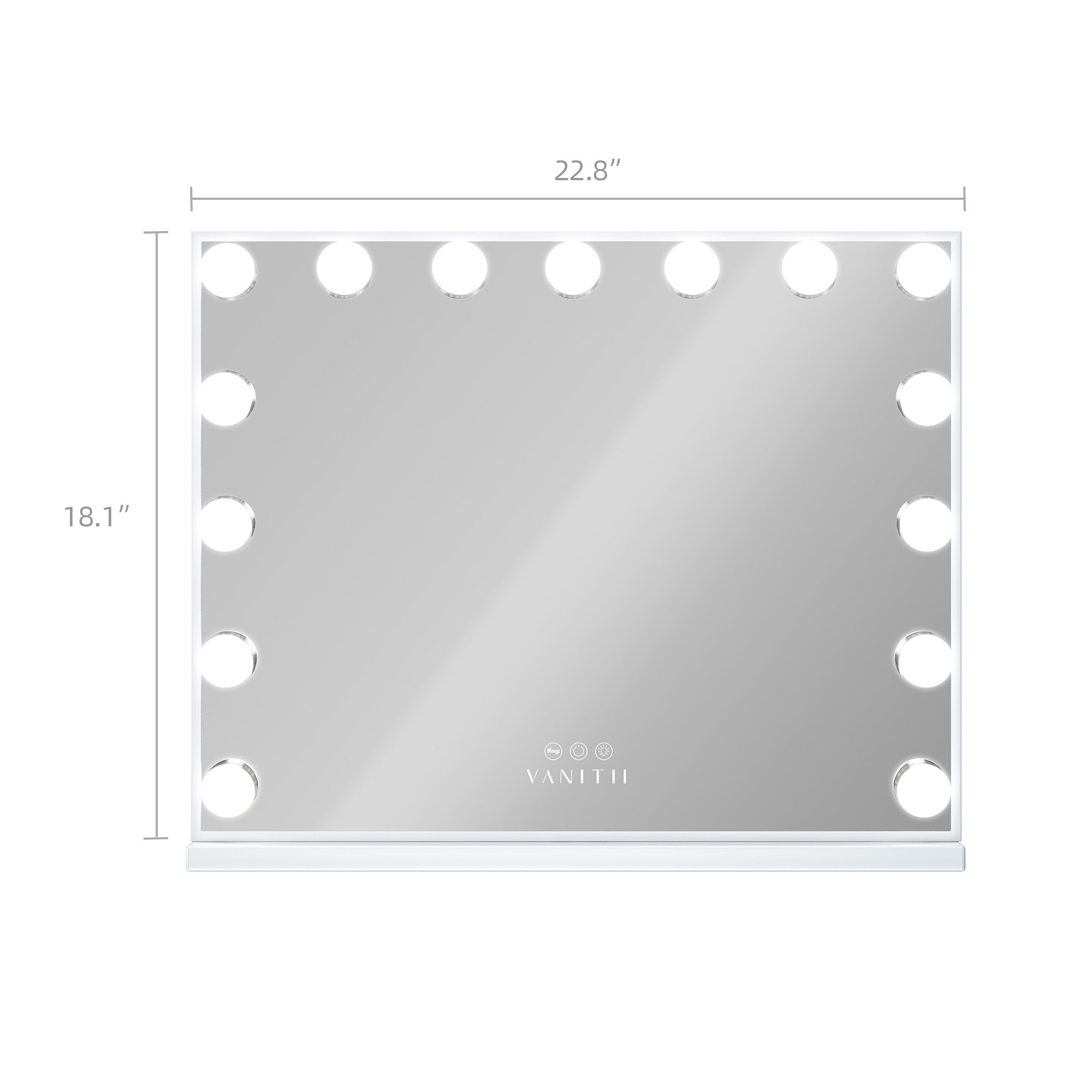 Size of VANITII Mary Hollywood Vanity Mirror XXL.It features 15 Dimmable LED Bulbs.