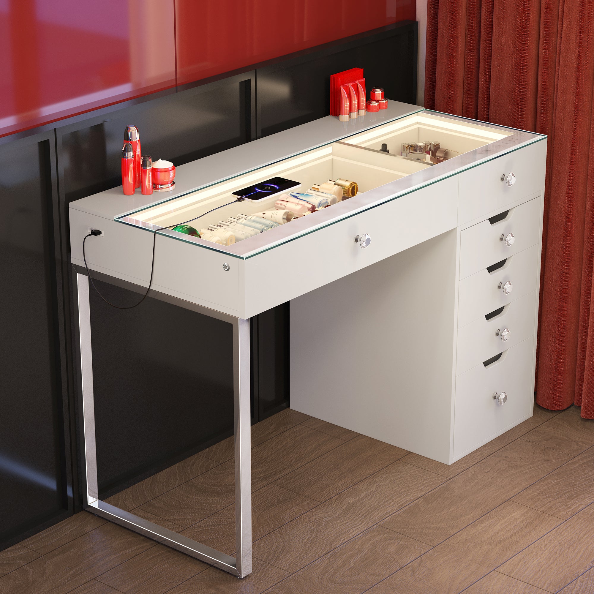 VANITII Diana Vanity Desk Pro - 6 Storage Drawers Makeup Vanity