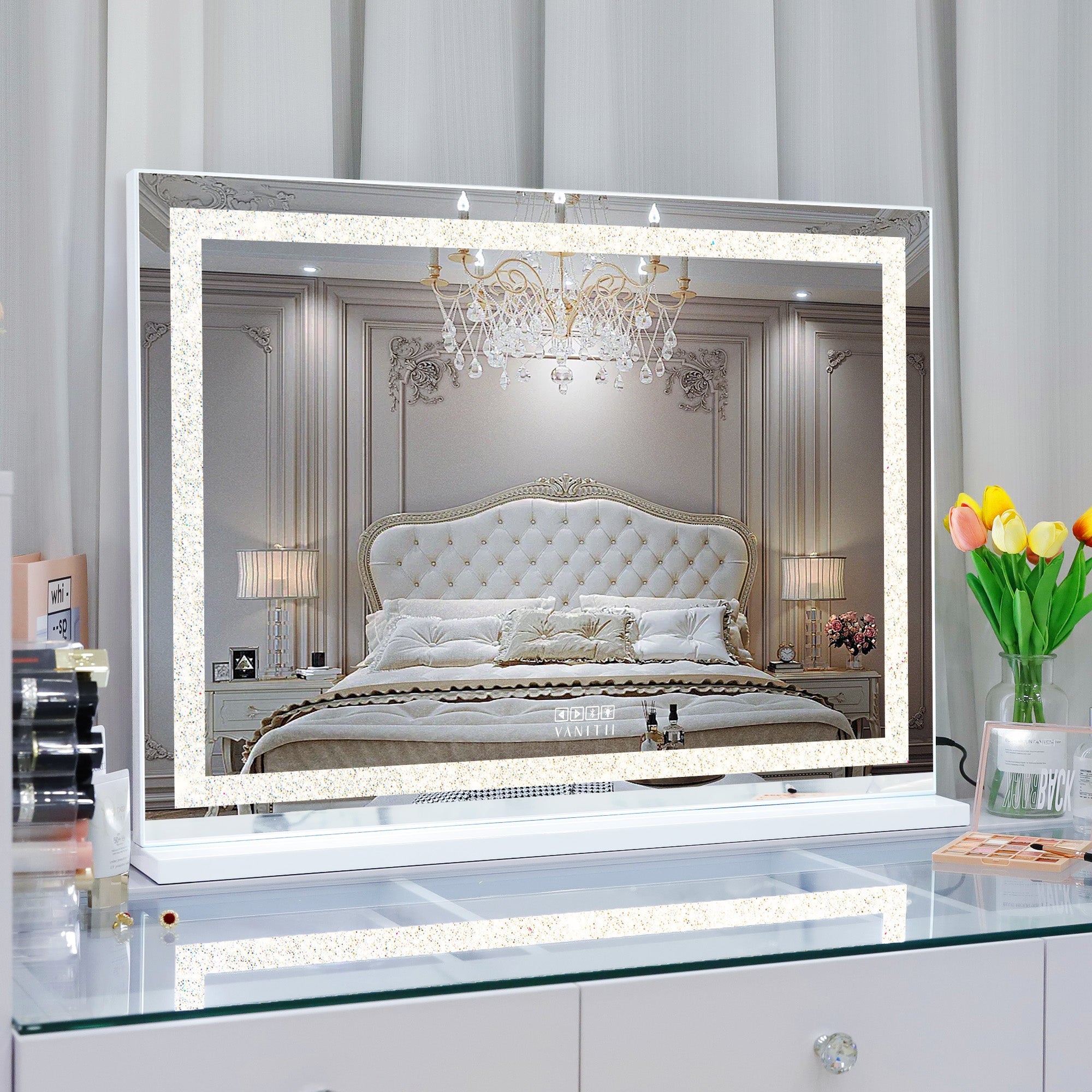VANITII Crystal Hollywood vanity mirror with RGB LED lighting