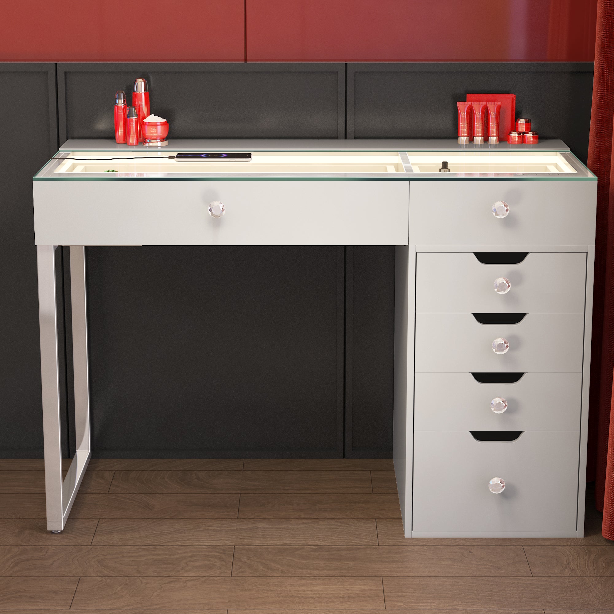 VANITII Diana Vanity Desk Pro - 6 Storage Drawers Makeup Vanity
