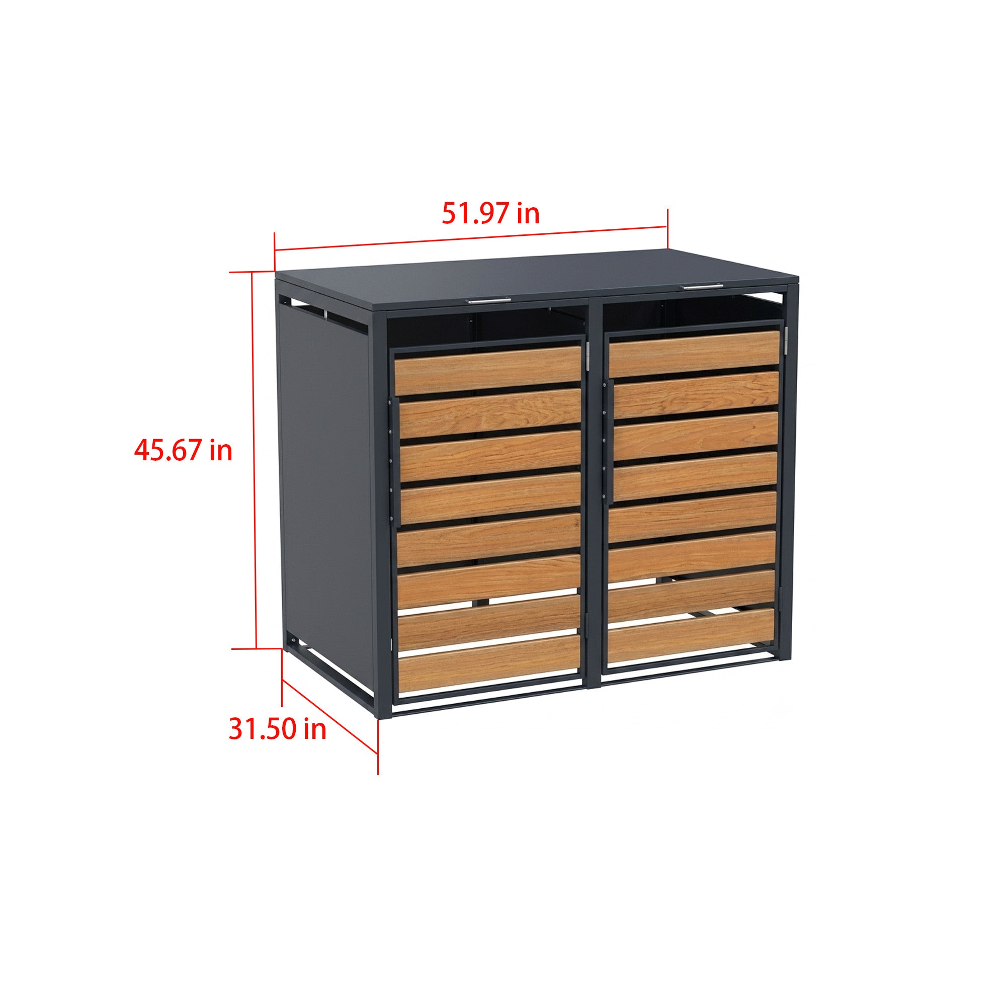 Double-Door Stell Trash Can Enlosure With Nature Wood Grain Front Door
