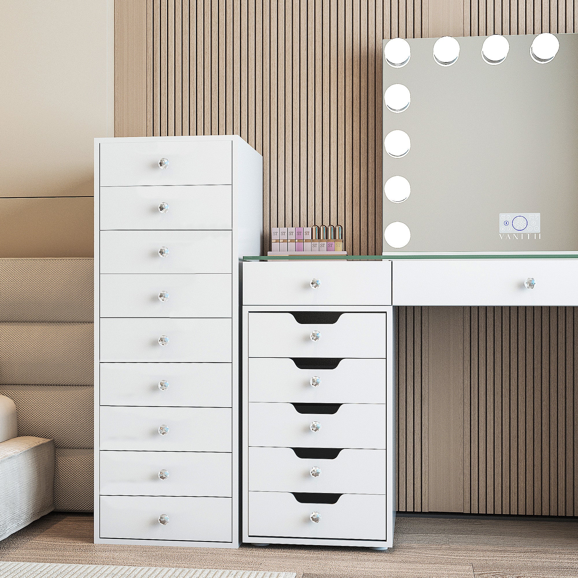vanity set with drawers