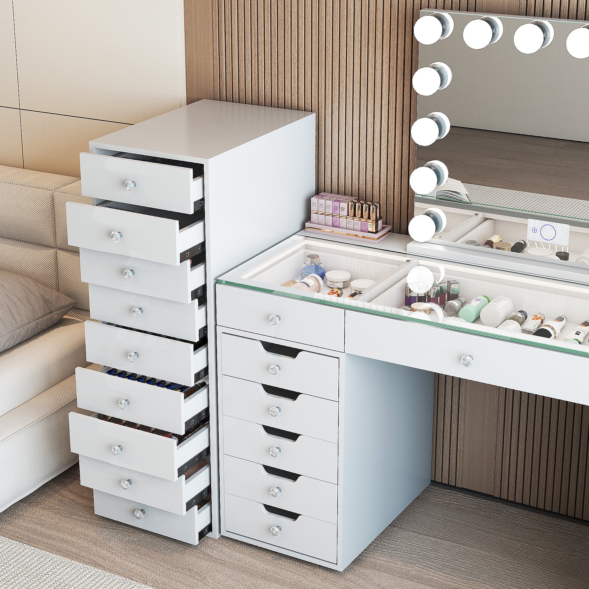 Makeup Vanity Storage Unit with 9 Large Space Drawer