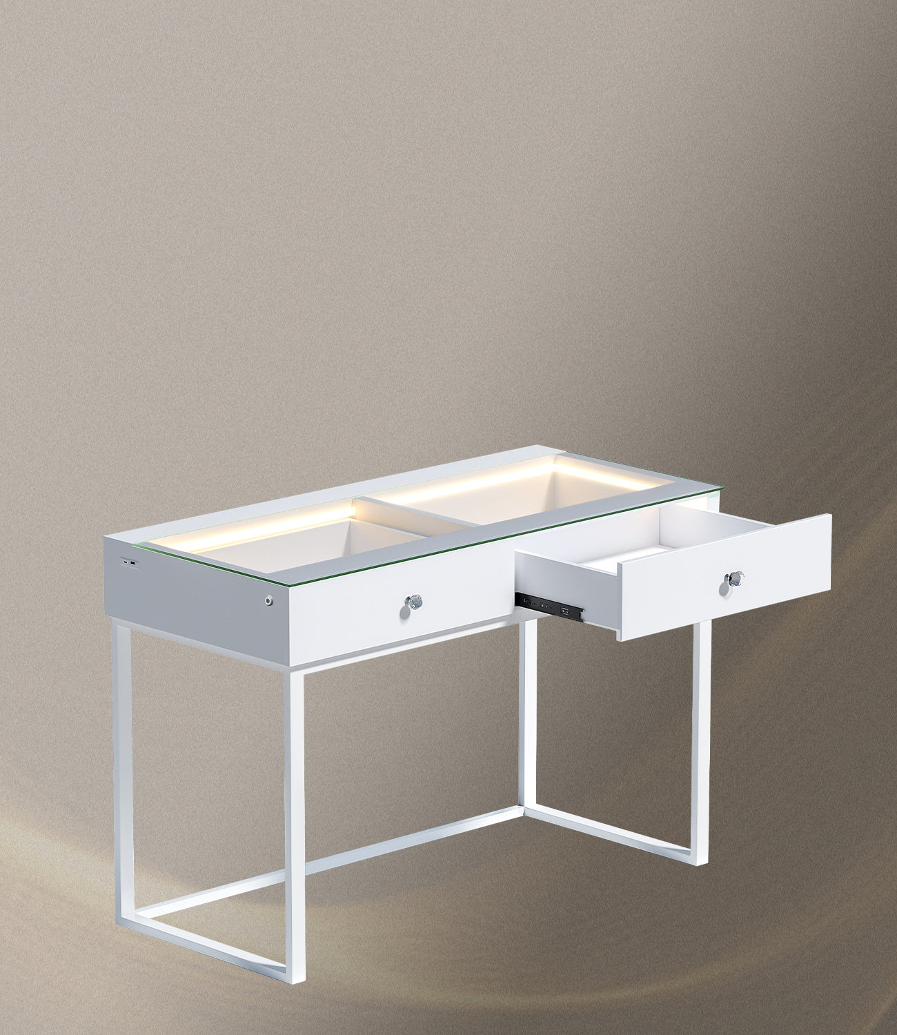 Alice LED vanity desk and storage drawers