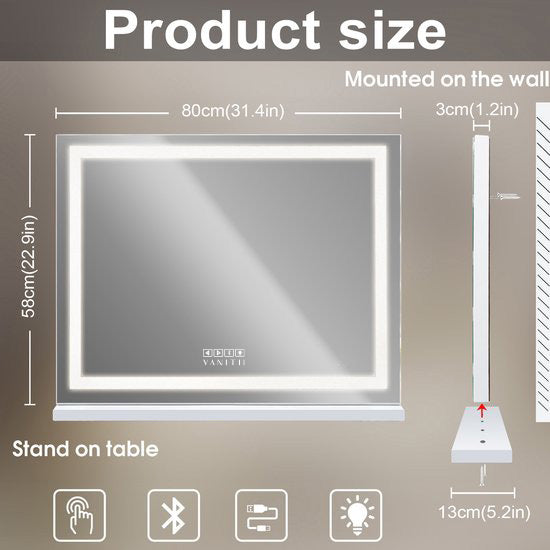 VANITII Crystal Hollywood Vanity Mirror with Bluetooth Speaker