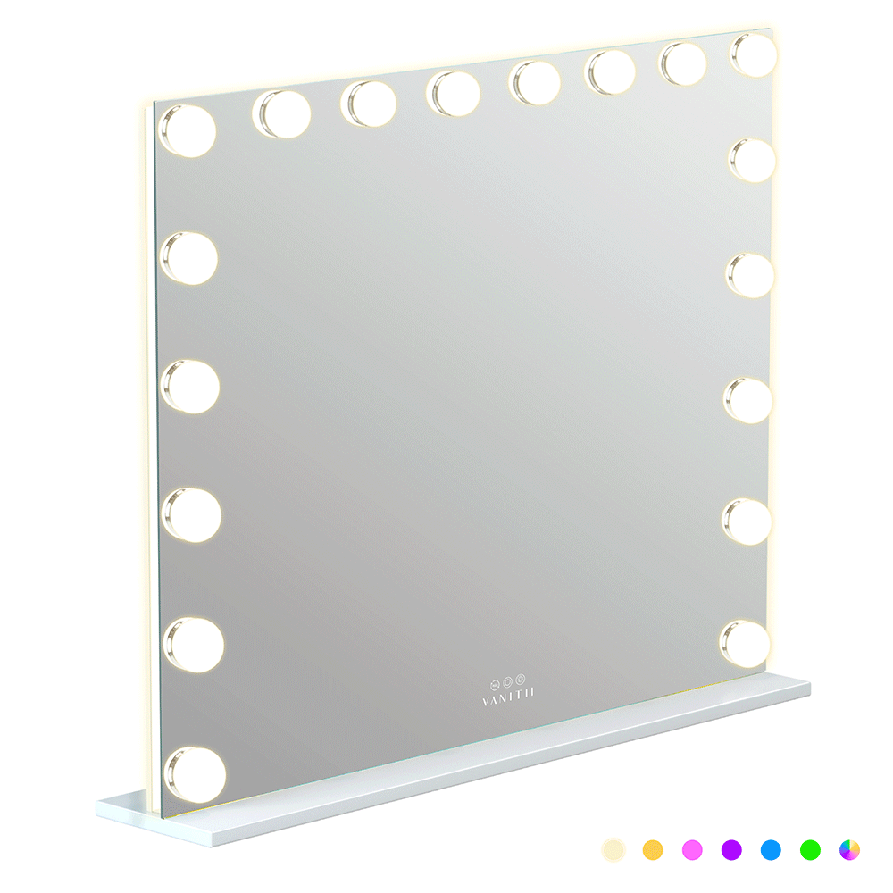 VANITII Mary Hollywood Glow Vanity Mirror with RGB - 18 Dimmable LED Bulbs vanitii