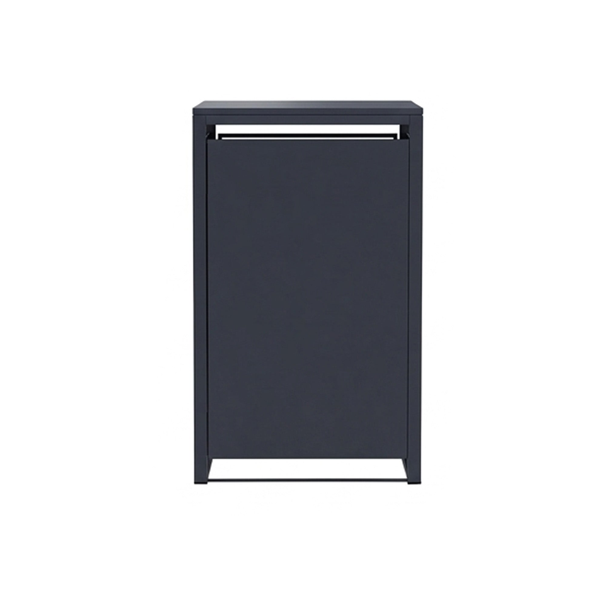 Single-Door Steel Trash Can Enclosure With  Nature Wood Grain Front Door