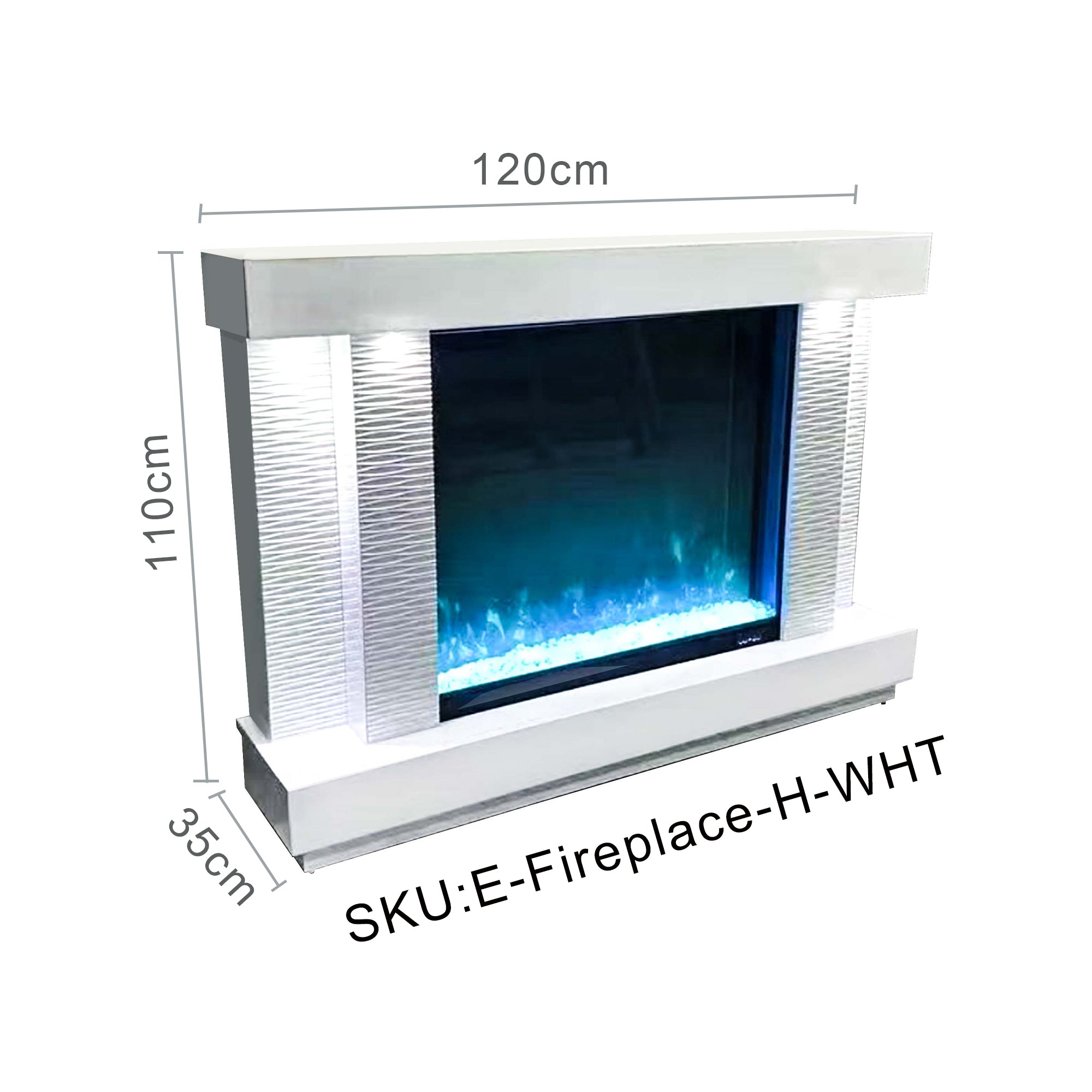 Size of VANITII Modern Electric Fireplace TV Stand