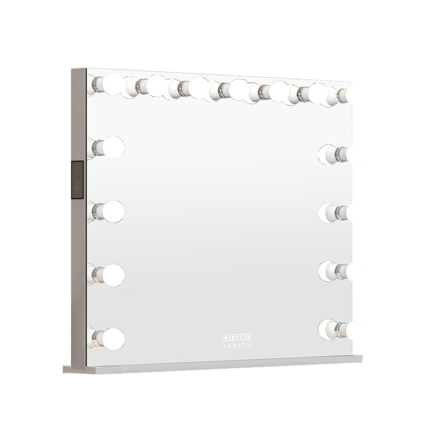 VANITII Marilyn Hollywood Vanity Mirror Pro Max - Tabletop or Wall Mount Vanity Mirror with 15 Dimmable LED Bulbs vanitii,Intelligent touch control，built-in bluetooth speakers and Outlet and USB charging port.Combines fashion and practicality perfectly.