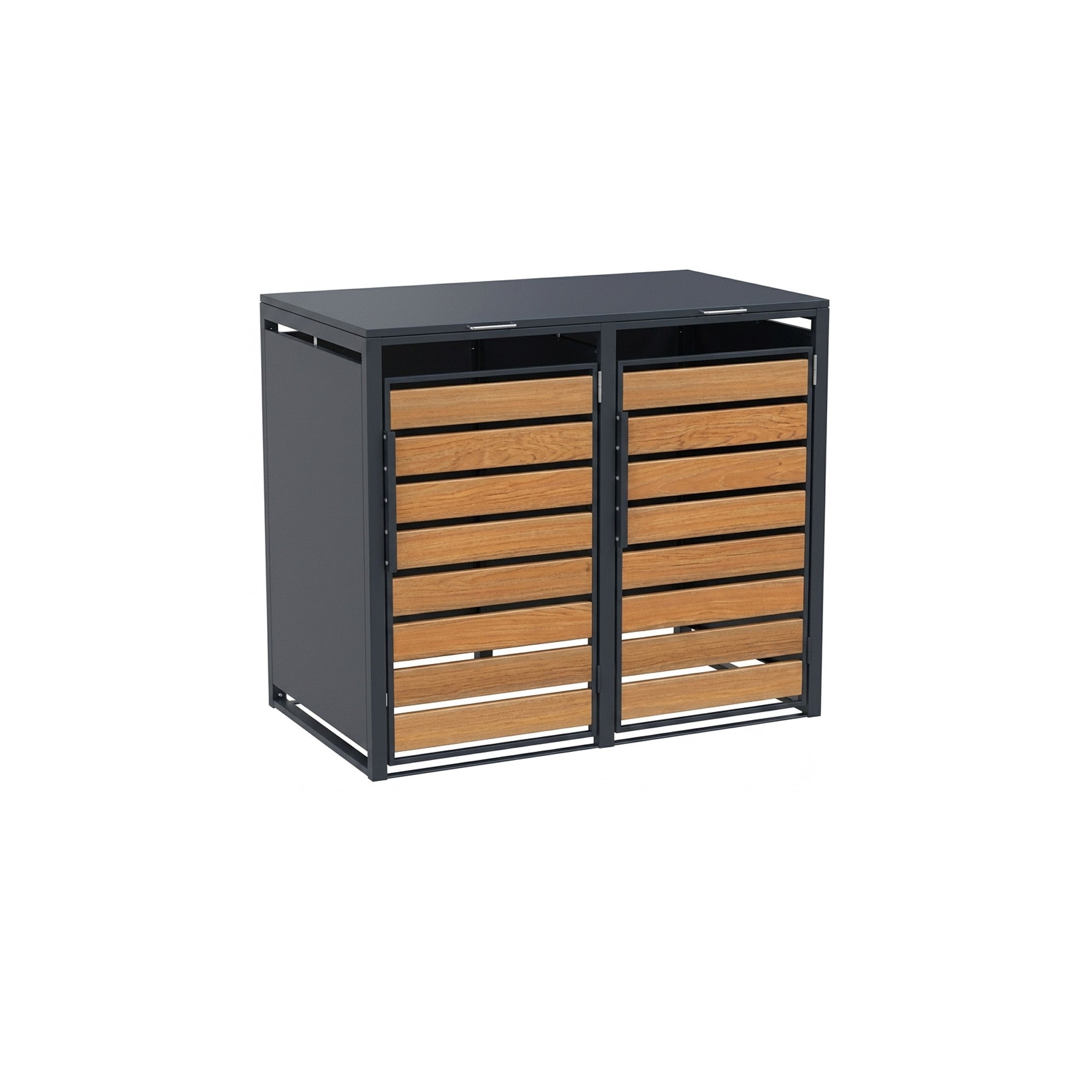 Double-Door Stell Trash Can Enlosure With  Nature Wood Grain Front Door