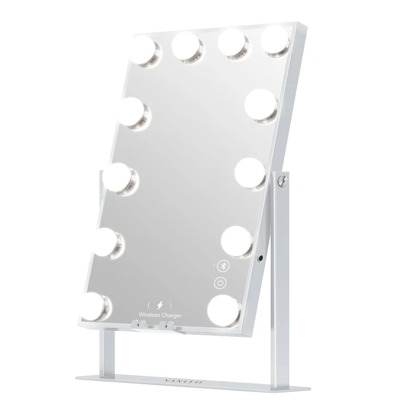 VANITII Hathaway Hollywood Slim Vanity Mirror with Wireless Charging L - 12 Dimmable LED Bulbs vanitii