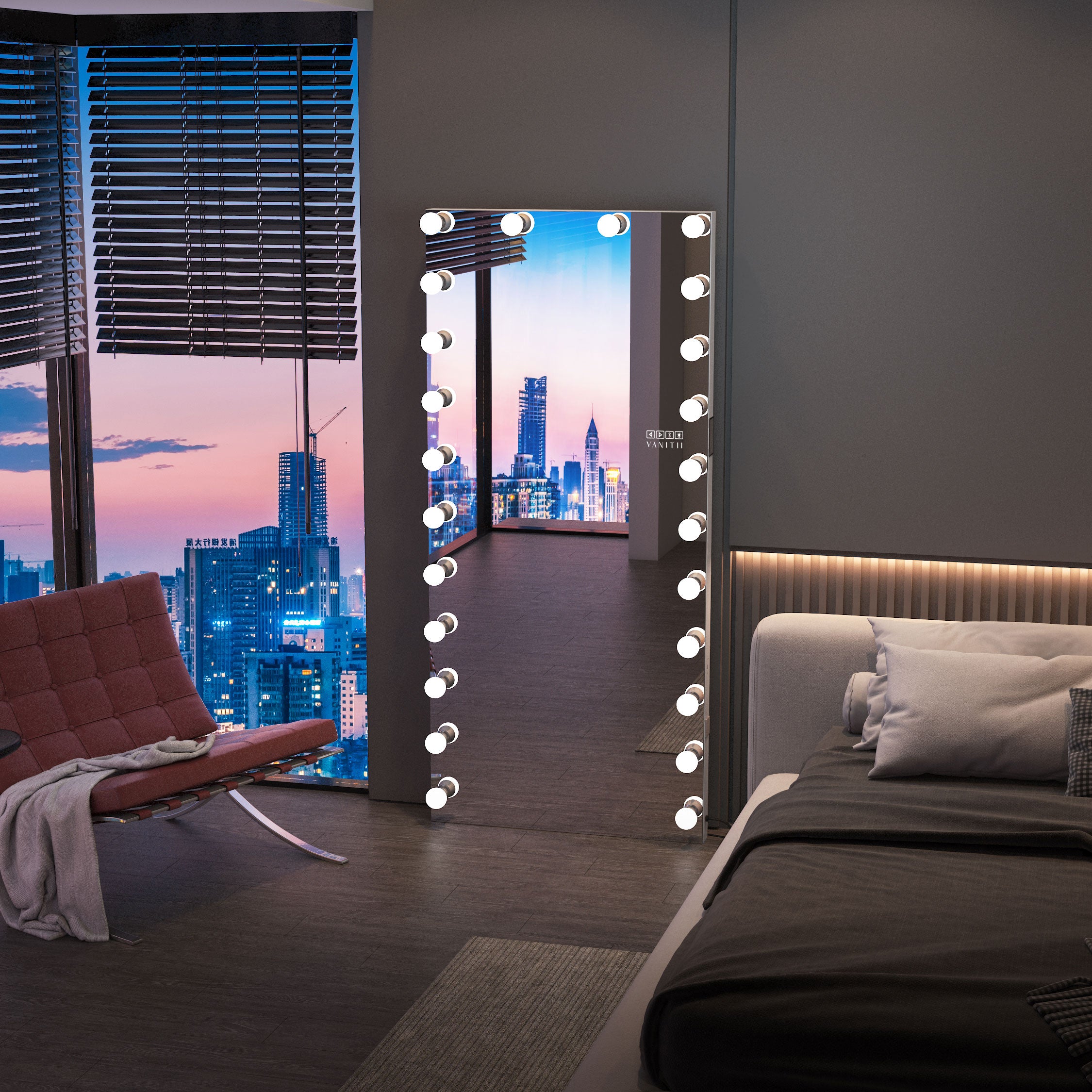 VANITII Marilyn Hollywood Vanity Mirror - Full Length Wall Mountable Vanity Mirror with 24 Dimmable LED Bulbs vanitii