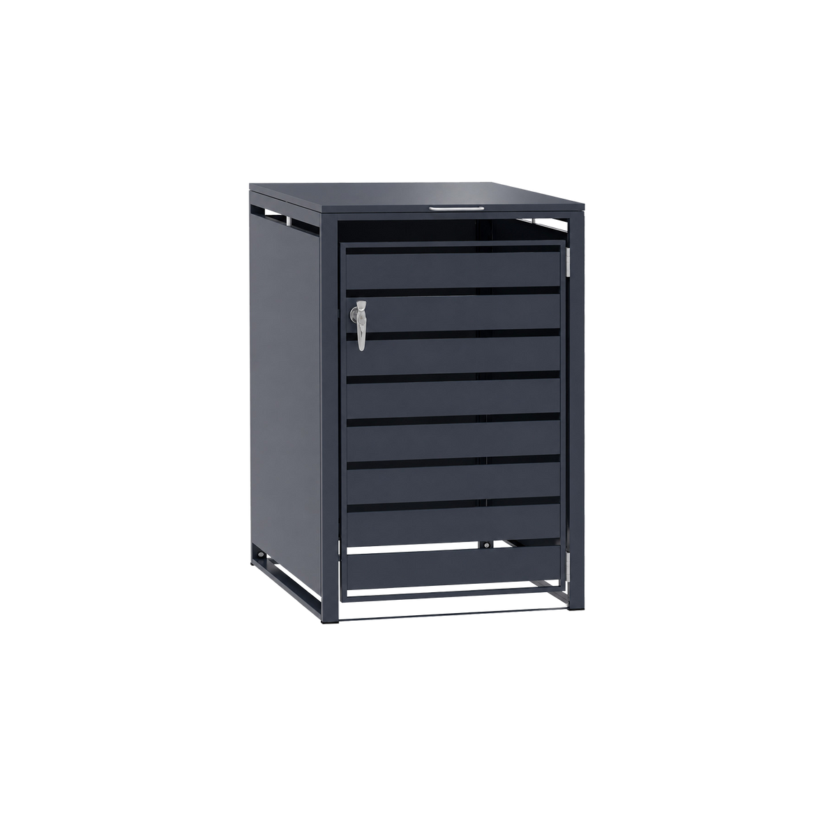 240L GREY SINGLE-DOOR STEEL TRASH CAN ENCLOSURE