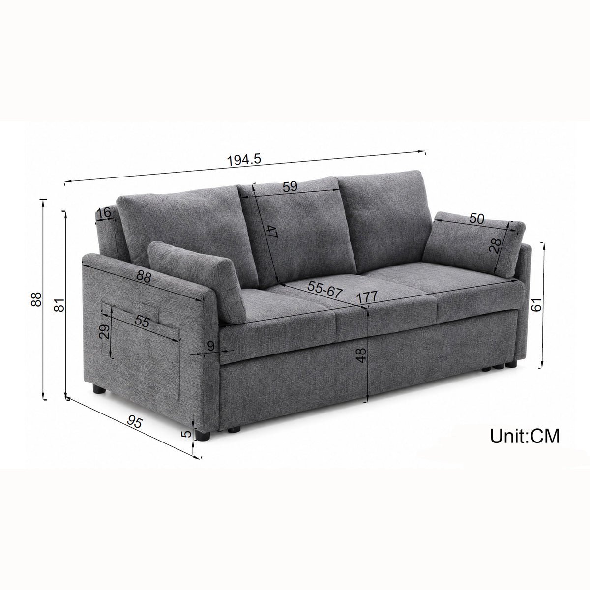 Three Seater With Sleeper-2115B