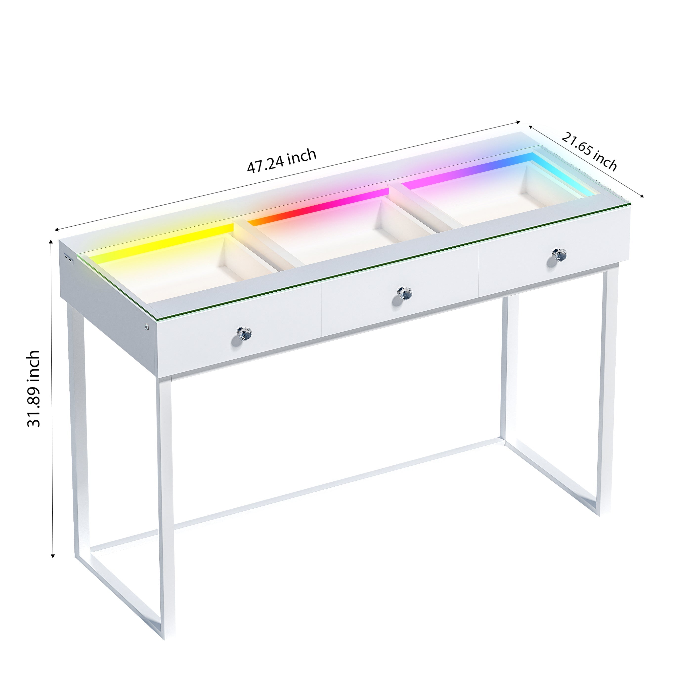 Size of VANITII Billie 3 storage drawers vanity table.