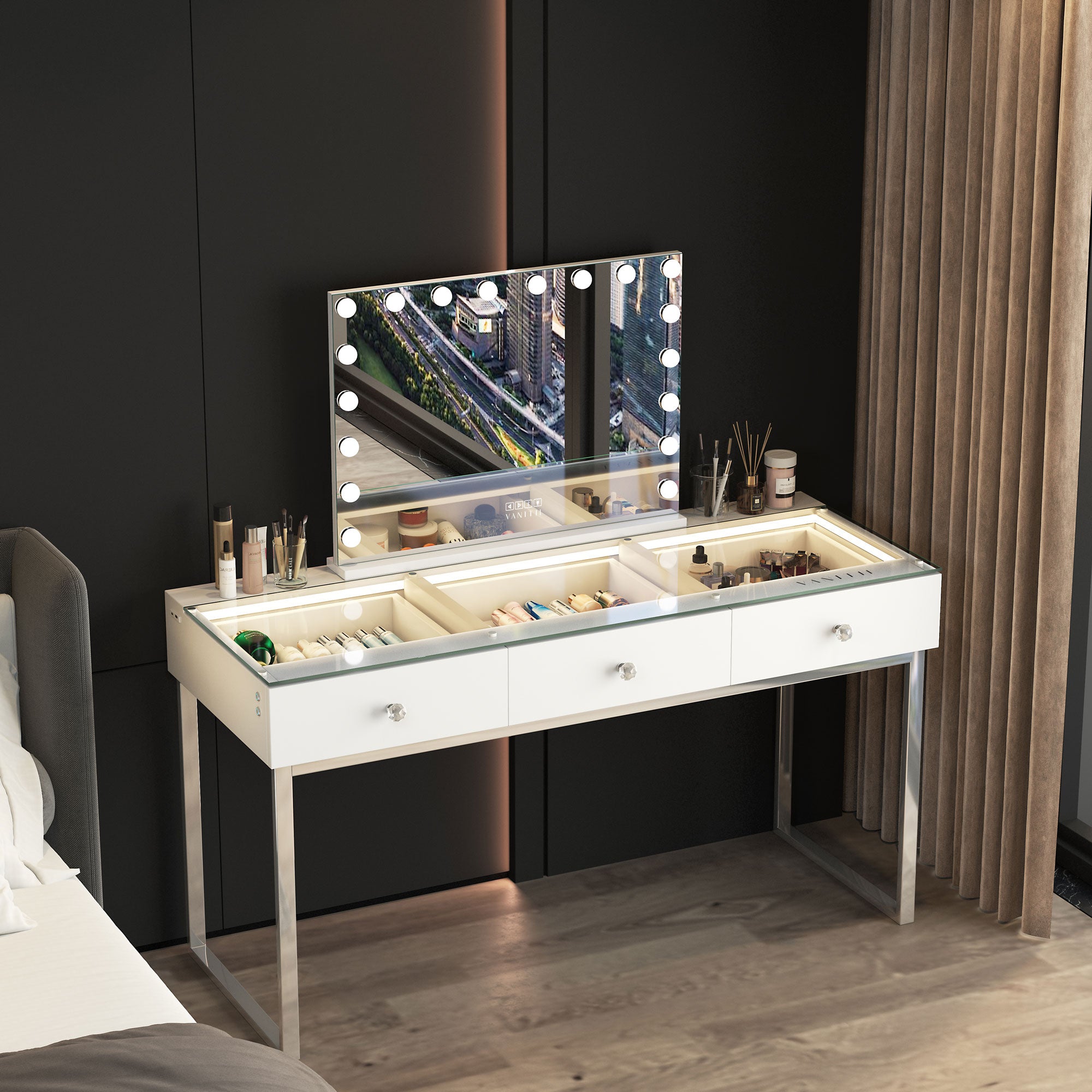 VANITII Billie Vanity Desk Pro - 3 Storage Drawers vanitii