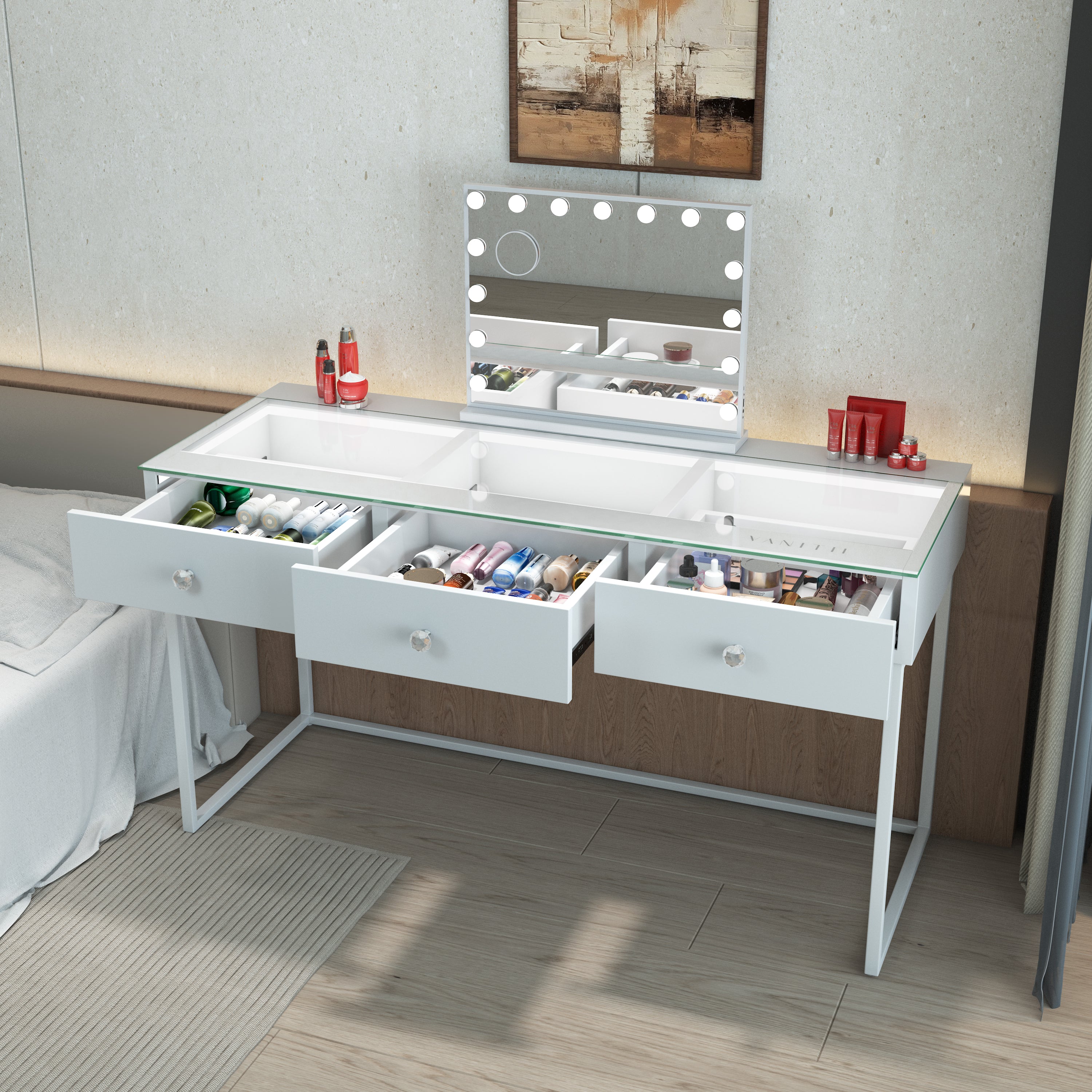 VANITII Billie Vanity Desk Pro - 3 Storage Drawers