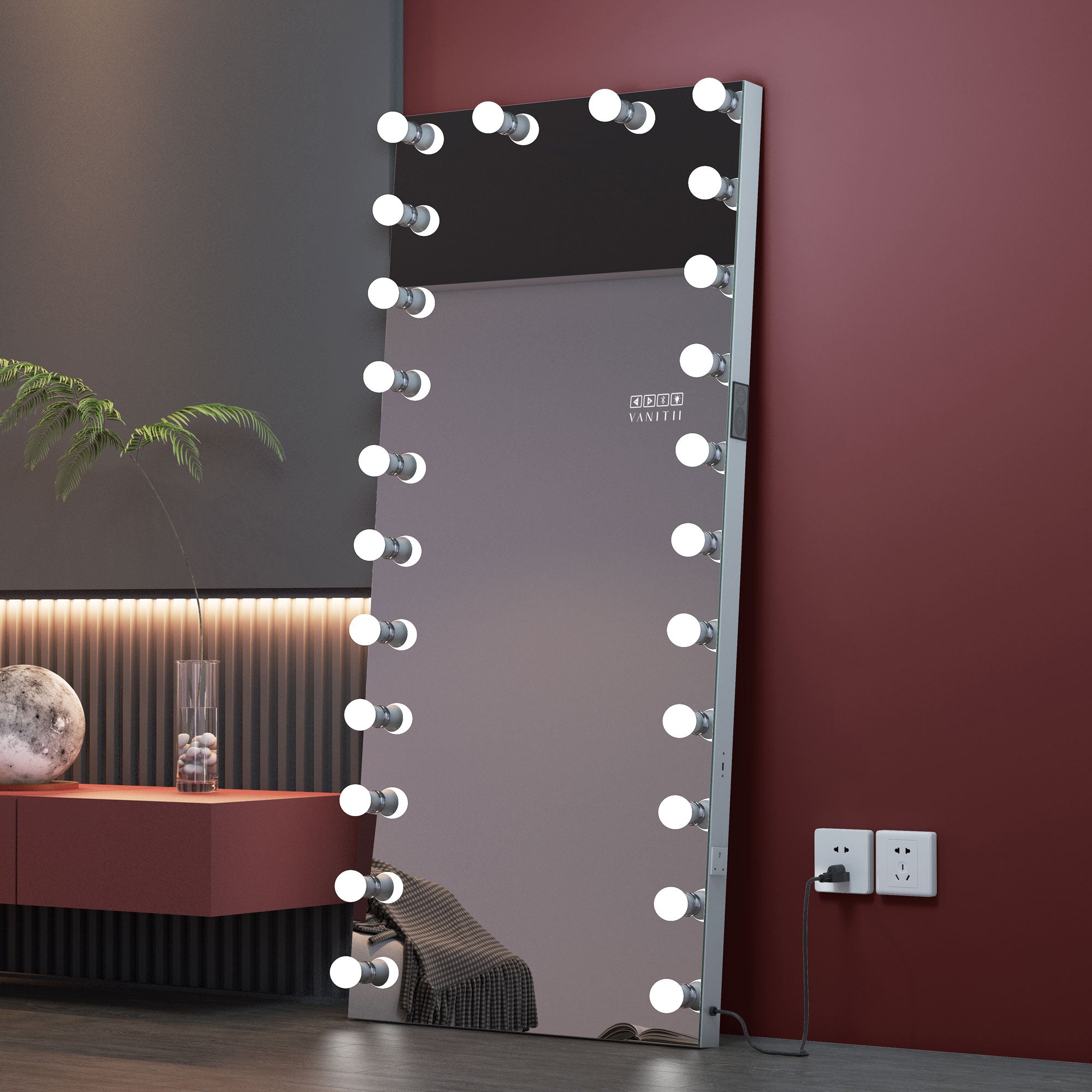 VANITII Marilyn Hollywood Vanity Mirror - Full Length Wall Mountable Vanity Mirror with 24 Dimmable LED Bulbs vanitii