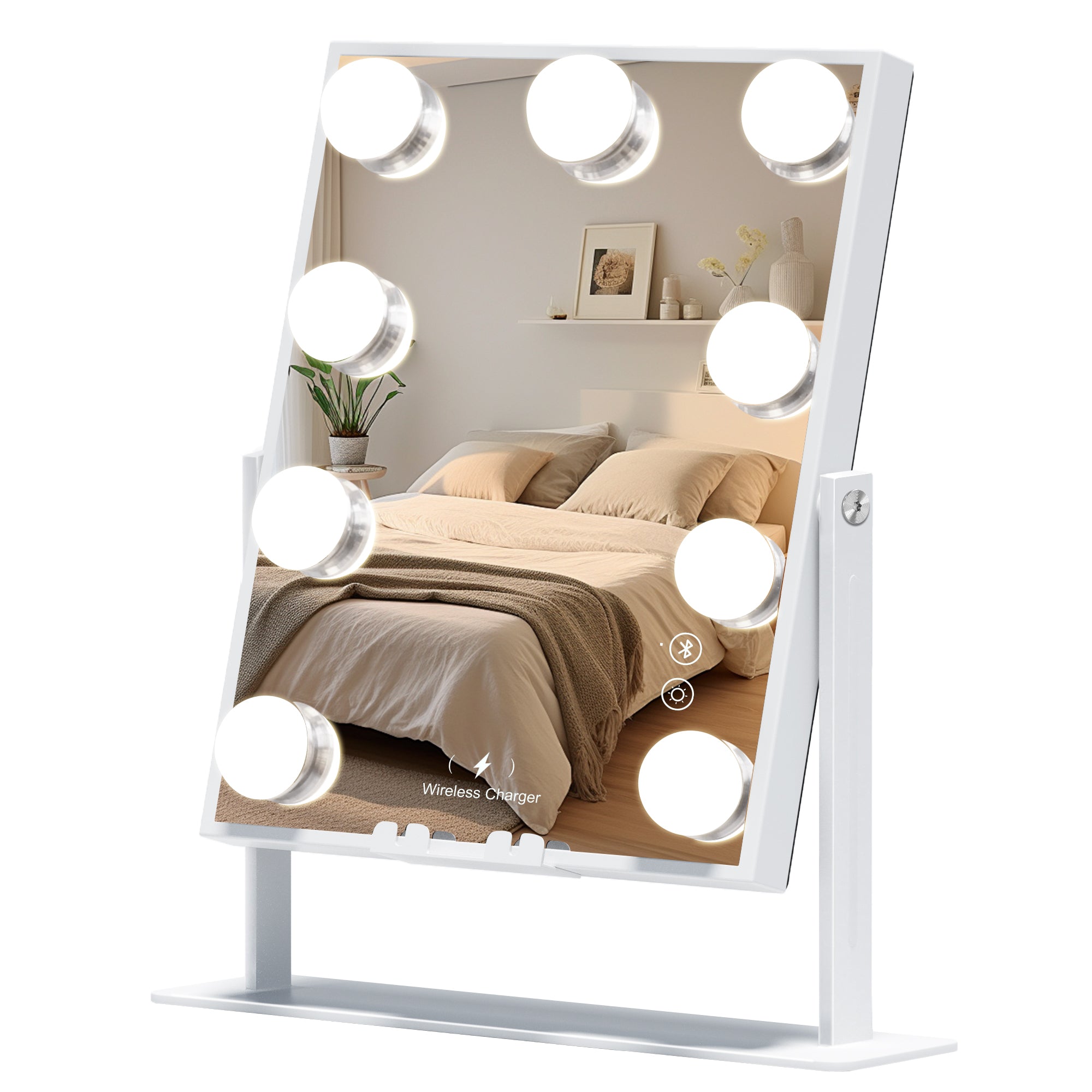 VANITII Fenair Hollywood Glow Vanity Mirror with Wireless Charging M - 9 Dimmable LED Bulbs