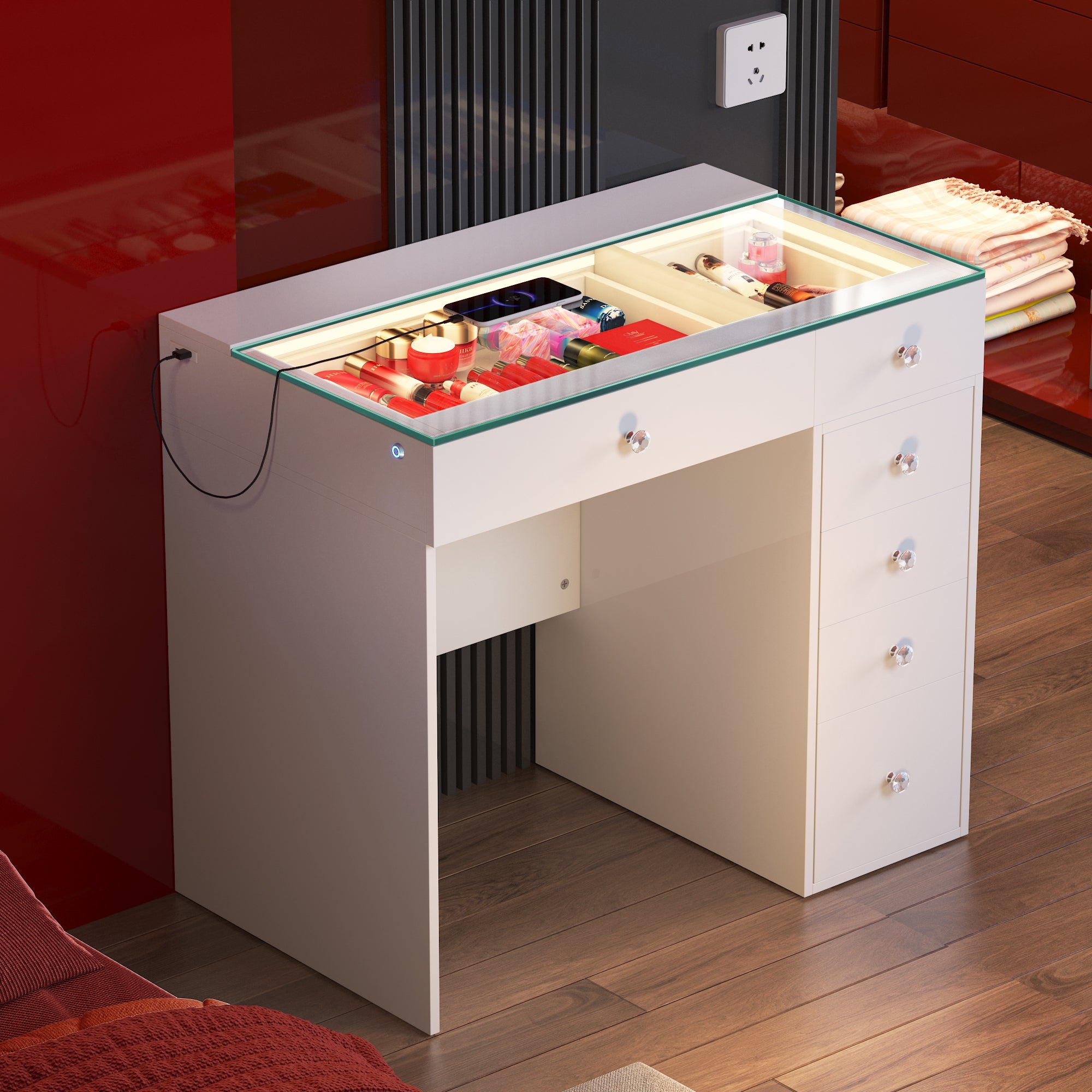 VANITII Vanity Table- 6 Storage Drawers