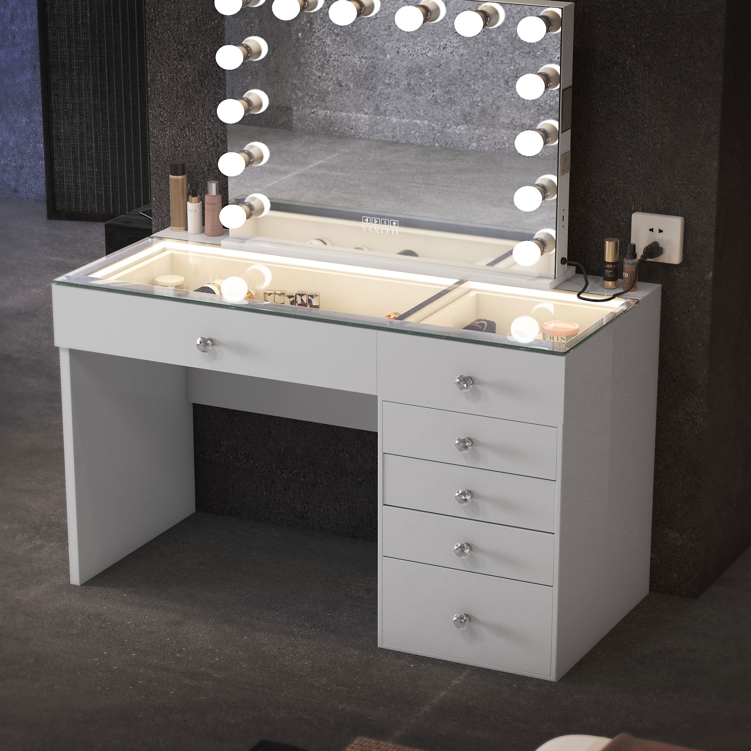 VANITII Vanity Table- 6 Storage Drawers vanitii