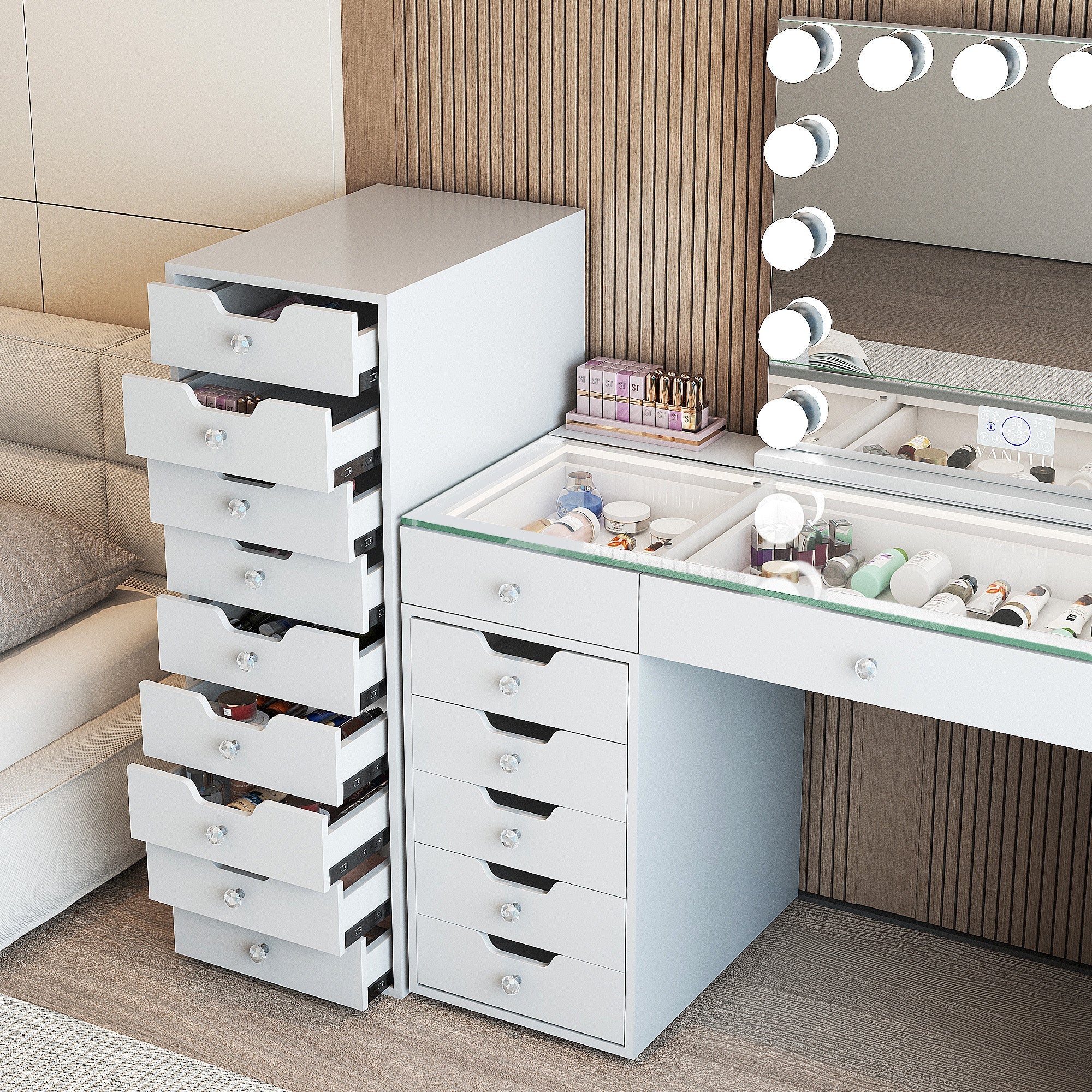 VANITII 9-Drawer Makeup Vanity Storage Unit vanitii