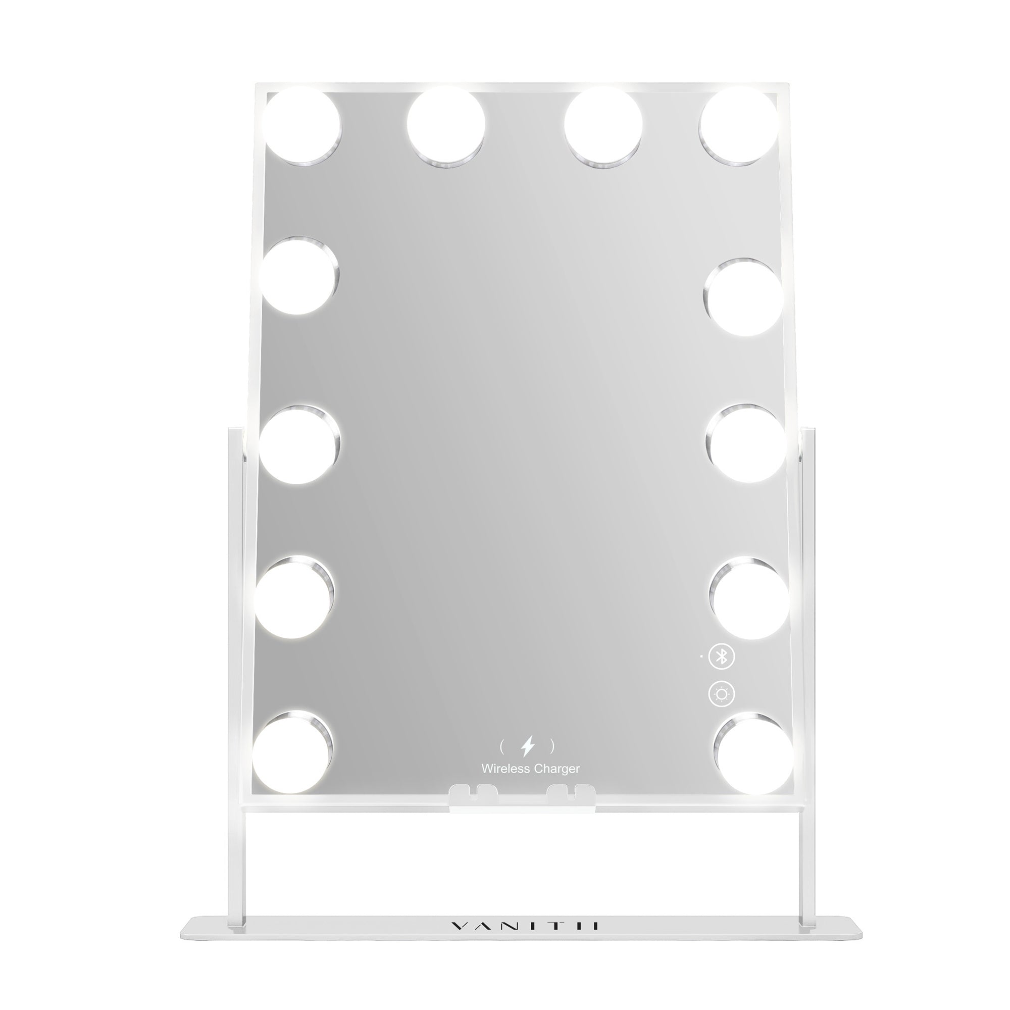 VANITII Hathaway Hollywood Slim Vanity Mirror with Wireless Charging L - 12 Dimmable LED Bulbs