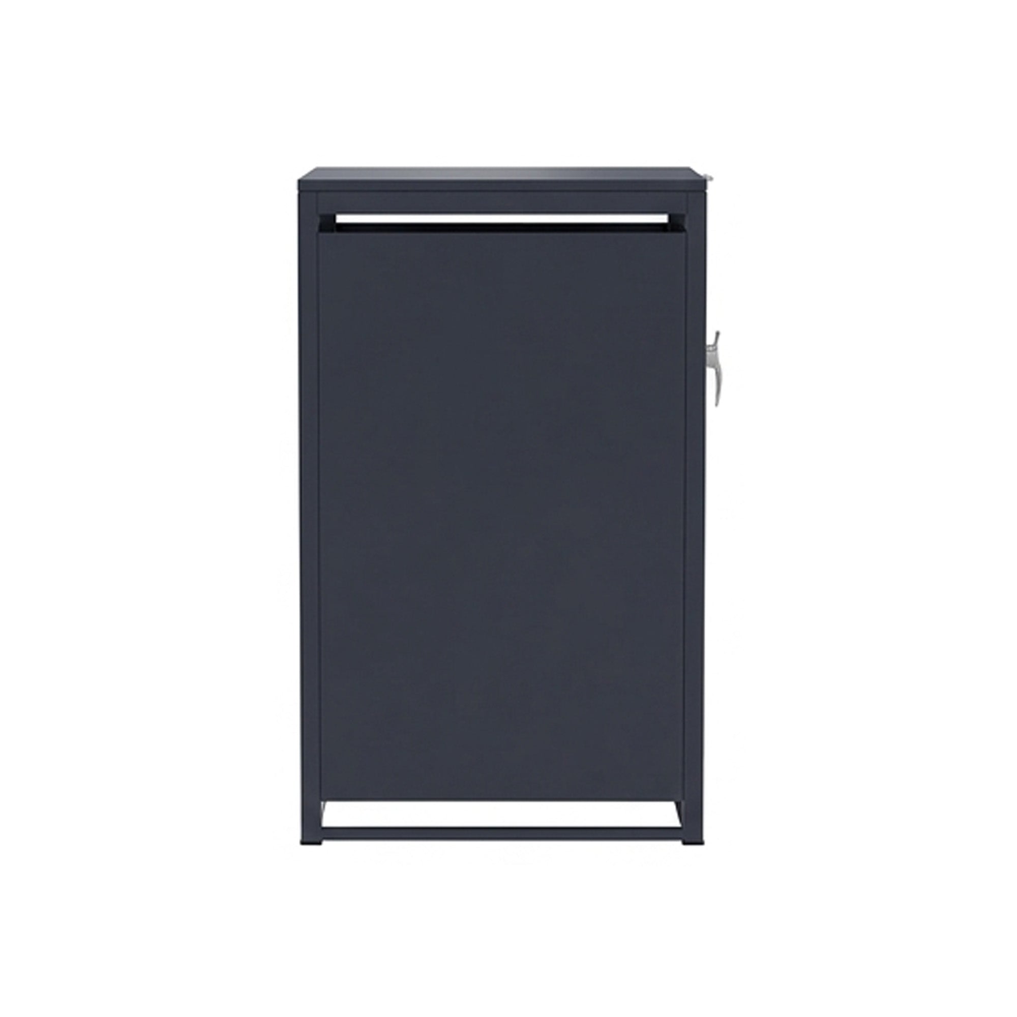 Single-Door Steel Trash Can Enclosure With  Nature Wood Grain Front Door