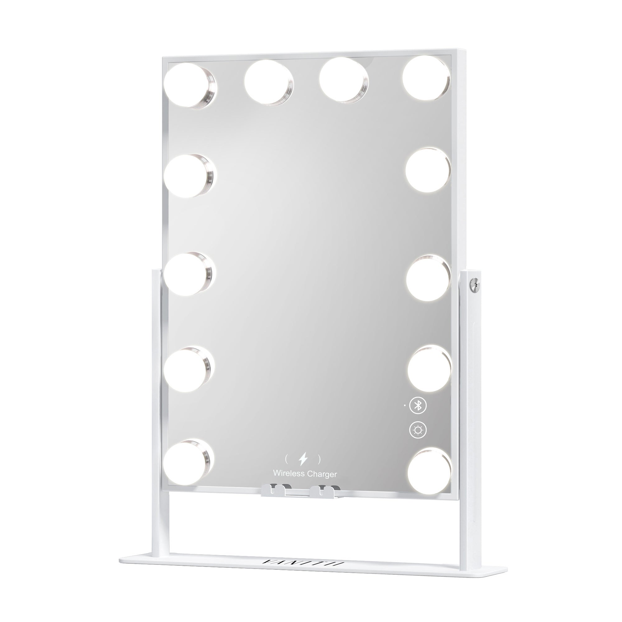 VANITII Hathaway Hollywood Slim Vanity Mirror with Wireless Charging L - 12 Dimmable LED Bulbs