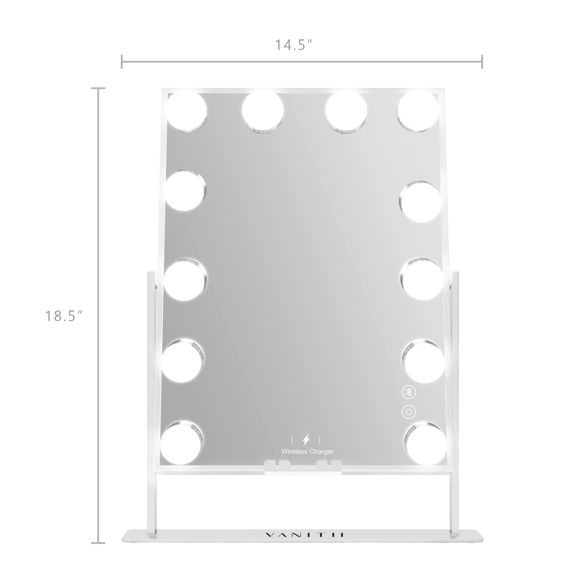 VANITII Hathaway Hollywood Slim Vanity Mirror with Wireless Charging L - 12 Dimmable LED Bulbs