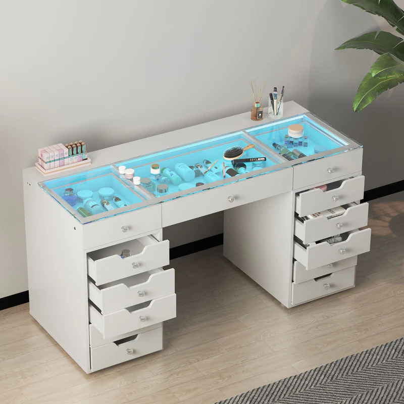 VANITII Eva-RGB Vanity Desk Pro - 13 Storage Drawers vanitii