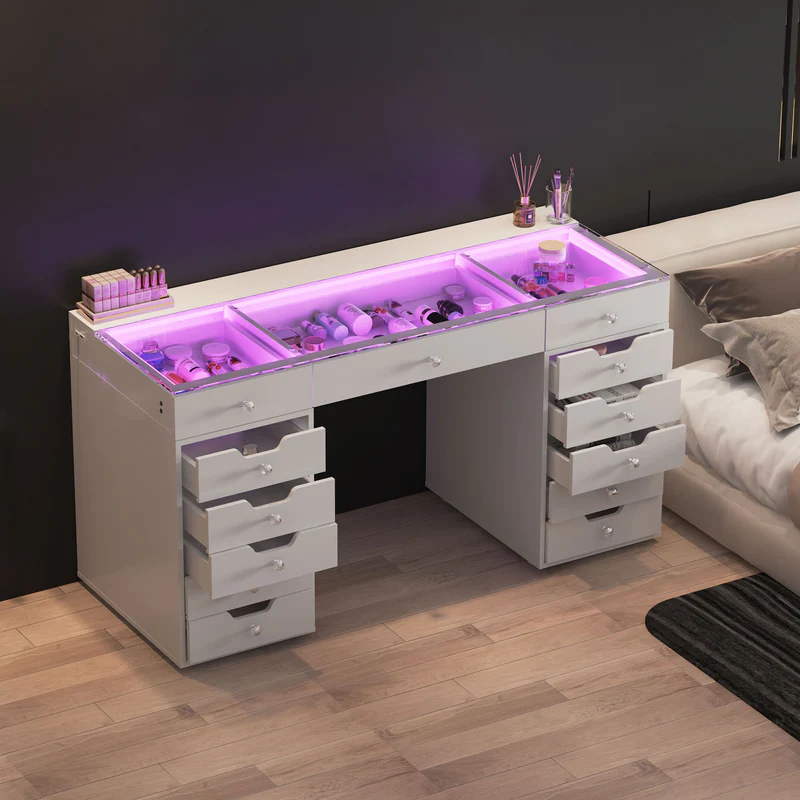 VANITII Eva-RGB Vanity Desk Pro - 13 Storage Drawers vanitii