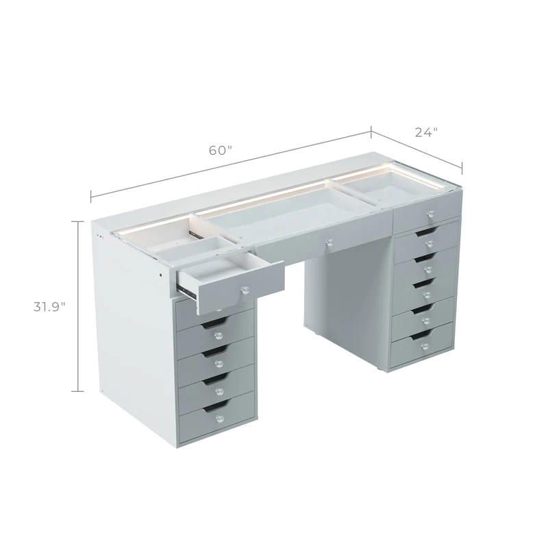 VANITII Eva-RGB Vanity Desk Pro - 13 Storage Drawers vanitii