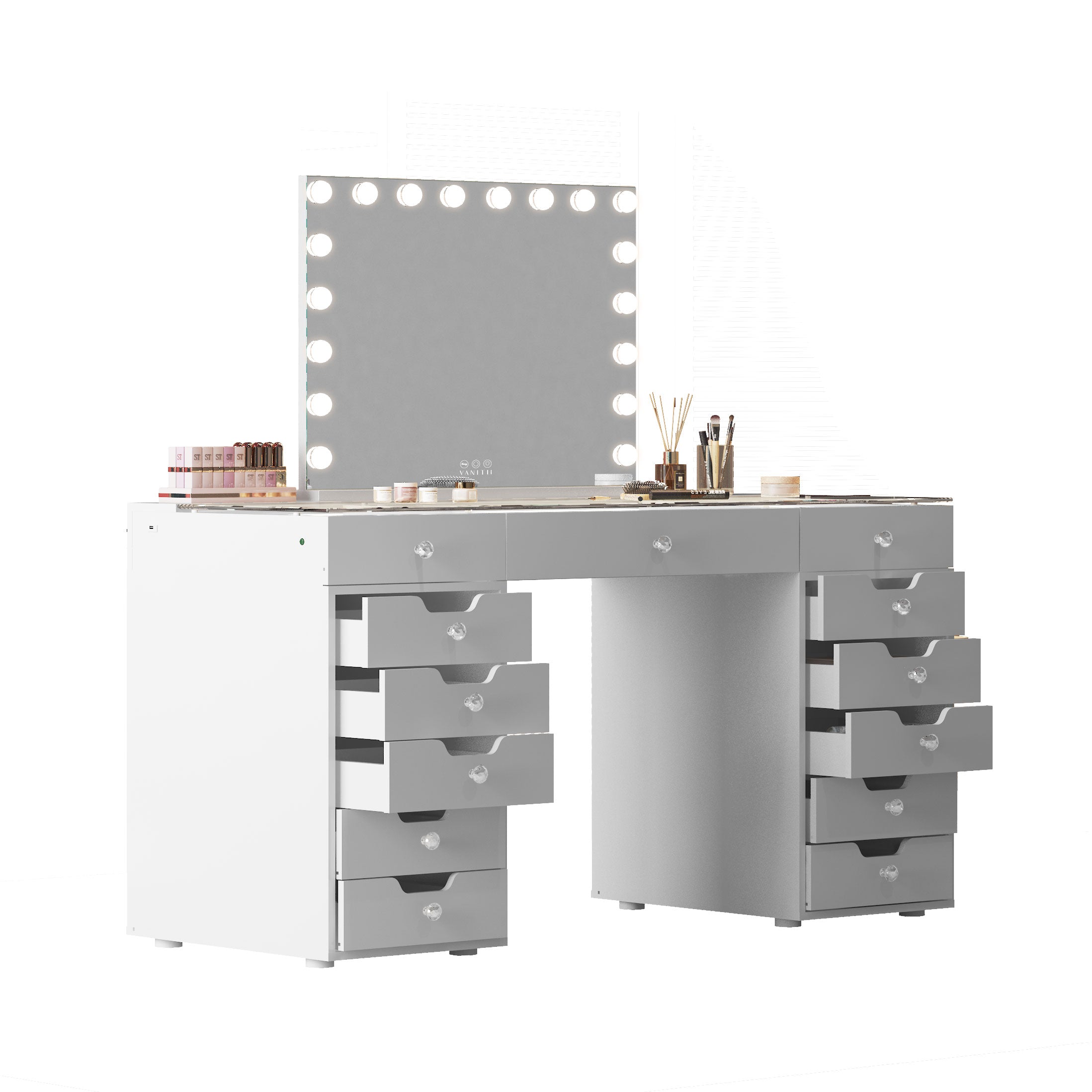 VANITII Eva Vanity Desk - 13 Storage Drawers vanitii